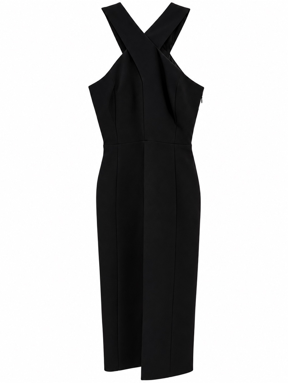 Elizabeth and James Black One-Shoulder Cross-Back Sheath Dress